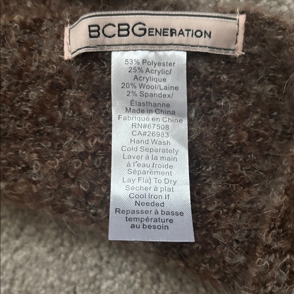 BCBGeneration Cozy Brown Fringed Triangle Scarf - Picture 9 of 10